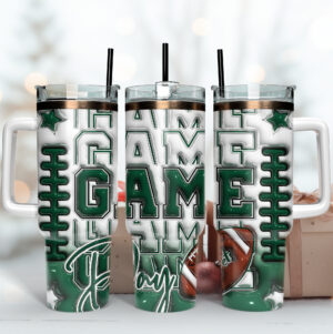 Game Day Football Tumbler with Handle - Perfect for Sports Fans
