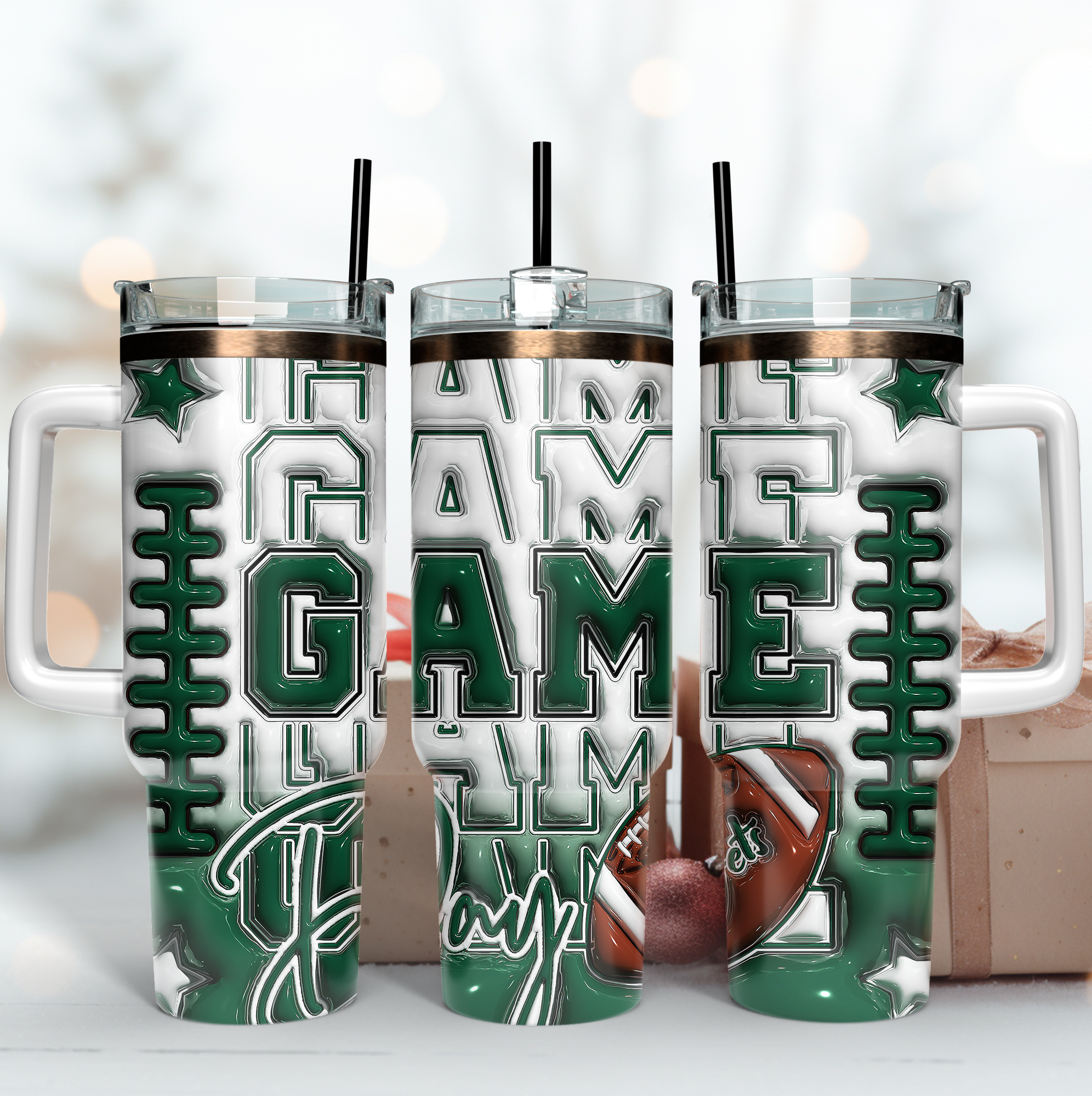 Game Day Football Tumbler with Handle - Perfect for Sports Fans