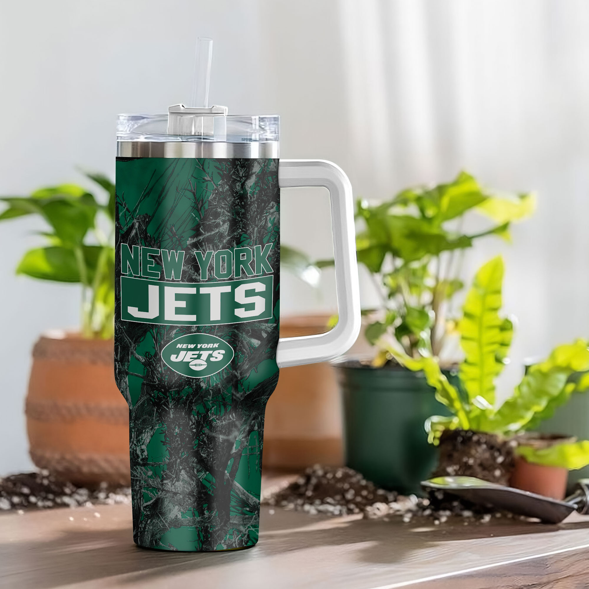 New York Jets Camouflage Travel Mug - Durable, Insulated & Stylish - Image 4