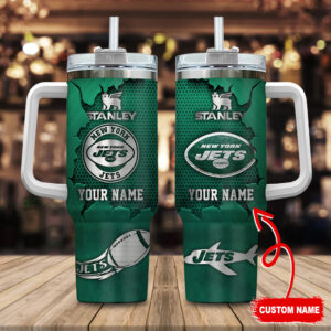 Custom New York Jets Tumbler with Handle - Personalized NFL Fan Gift