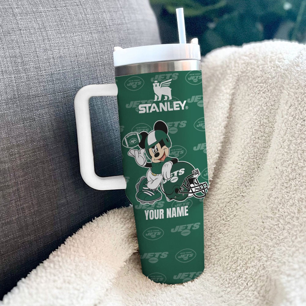 Personalized NY Jets Stanley Mug - Mickey Mouse Design, Perfect Gift for Fans - Image 3