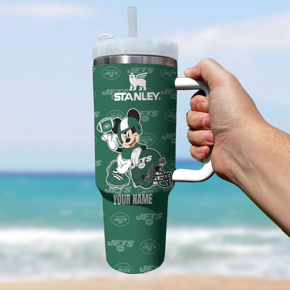 Personalized NY Jets Stanley Mug - Mickey Mouse Design, Perfect Gift for Fans - Image 2