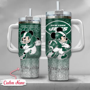 Custom Name New York Jets Tumbler with Mickey Design - Perfect Gift for Fans