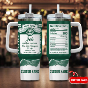 Custom New York Jets Tumbler - Personalized Football Fan Mug with Handle