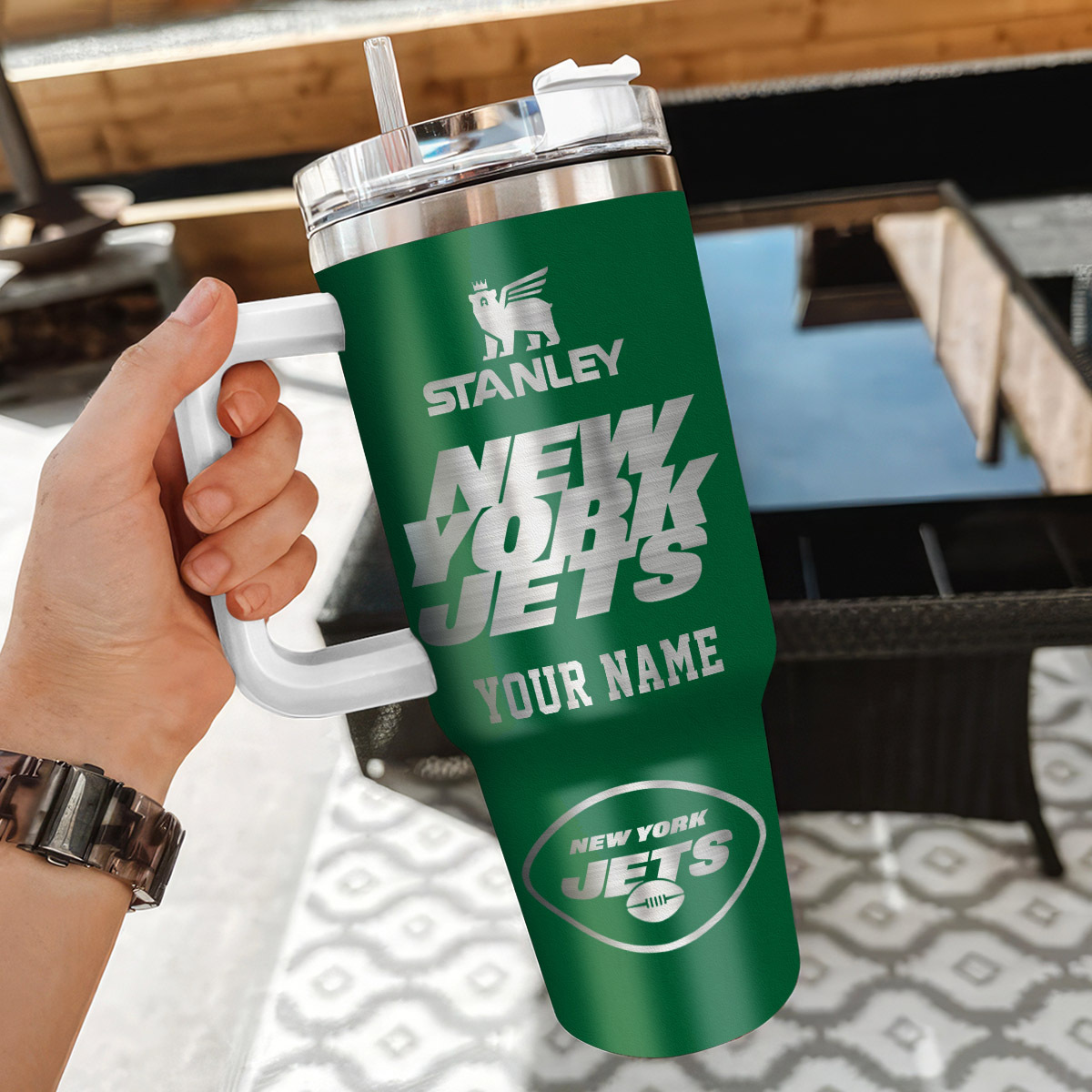 Personalized New York Jets Stanley Tumbler - Custom Name & Logo - Image 3