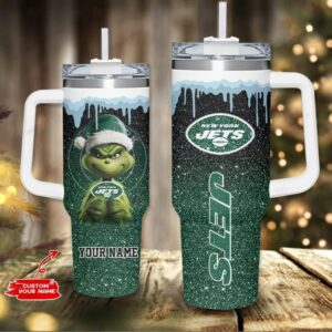 New York Jets NFL Sports Custom Stanley Quencher 40oz Stainless Steel Tumbler With Handle - Threewoofs