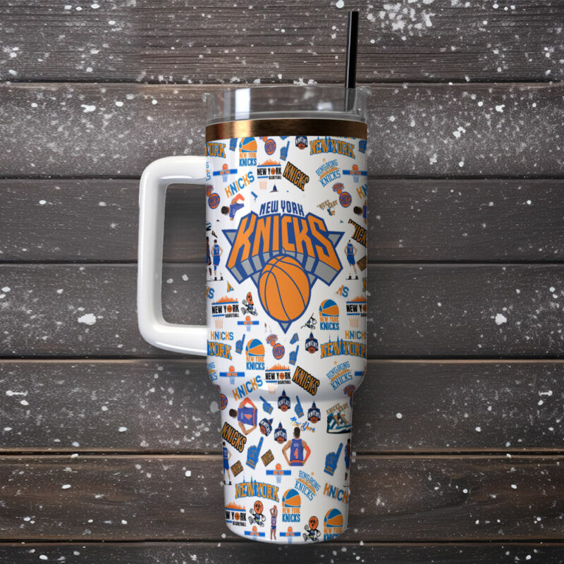 New York Knicks NBA Sports Custom Stanley Quencher 40oz Stainless Steel Tumbler With Handle - Threewoofs - Image 2