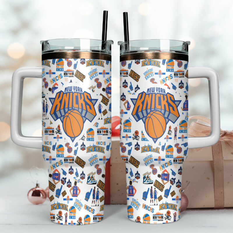 New York Knicks NBA Sports Custom Stanley Quencher 40oz Stainless Steel Tumbler With Handle - Threewoofs - Image 4