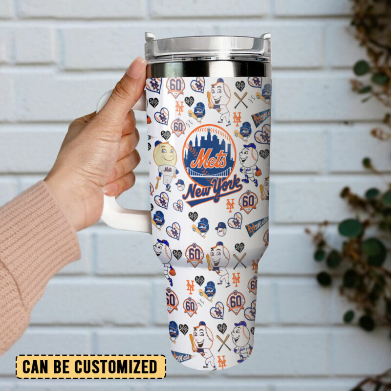 New York Mets MLB Custom Stanley Quencher 40oz Stainless Steel Tumbler With Handle - Threewoofs - Image 3