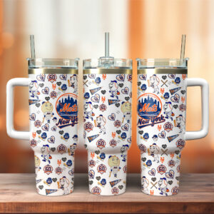 New York Mets MLB Custom Stanley Quencher 40oz Stainless Steel Tumbler With Handle - Threewoofs