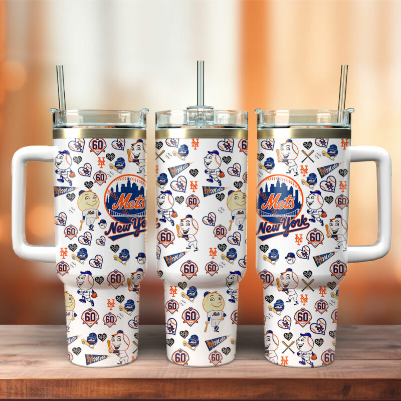New York Mets MLB Custom Stanley Quencher 40oz Stainless Steel Tumbler With Handle - Threewoofs