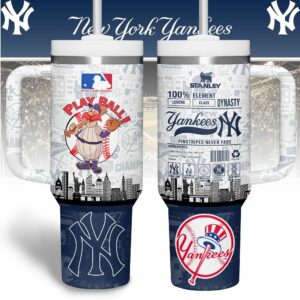 New York Yankees MLB Custom Stanley Quencher 40oz Stainless Steel Tumbler With Handle - Threewoofs