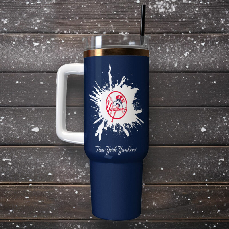 New York Yankees MLB Sports Custom Stanley Quencher 40oz Stainless Steel Tumbler With Handle - Threewoofs - Image 2