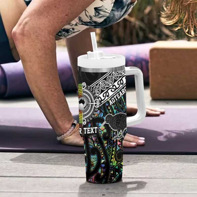 New Zealand and Australia Maori Mix Aboriginal Art Custom Stanley Quencher 40oz Stainless Steel Tumbler With Handle - Threewoofs - Image 6