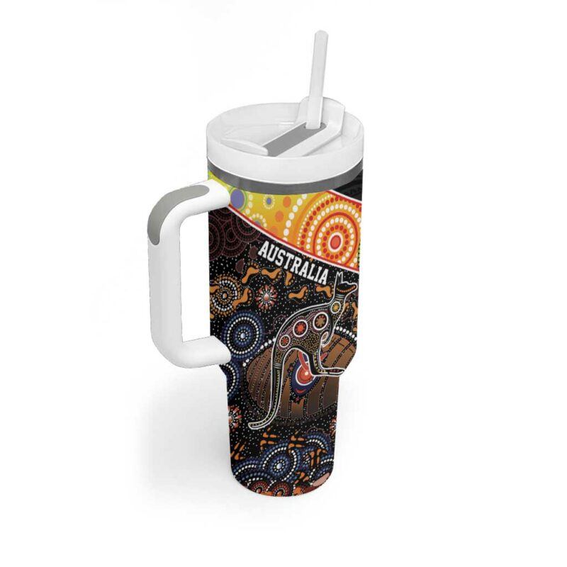 New Zealand and Australia Maori Mix Aboriginal Art Custom Stanley Quencher 40oz Stainless Steel Tumbler With Handle - Threewoofs - Image 2