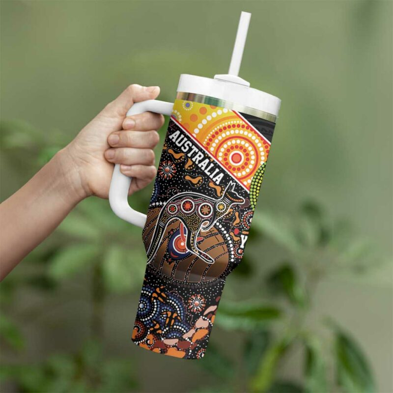 New Zealand and Australia Maori Mix Aboriginal Art Custom Stanley Quencher 40oz Stainless Steel Tumbler With Handle - Threewoofs - Image 3