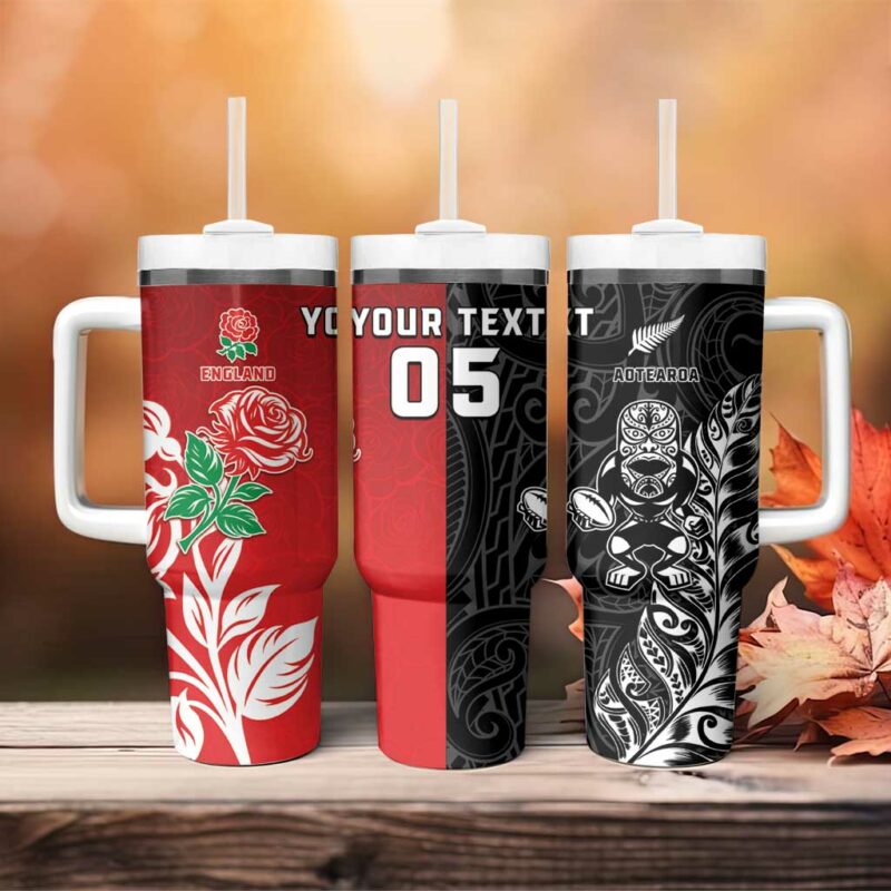 New Zealand And England Rugby Custom Stanley Quencher 40oz Stainless Steel Tumbler With Handle - Threewoofs - Image 4