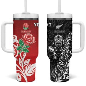 New Zealand And England Rugby Custom Stanley Quencher 40oz Stainless Steel Tumbler With Handle - Threewoofs
