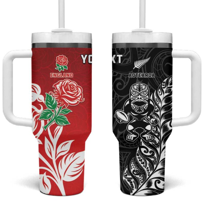 New Zealand And England Rugby Custom Stanley Quencher 40oz Stainless Steel Tumbler With Handle - Threewoofs