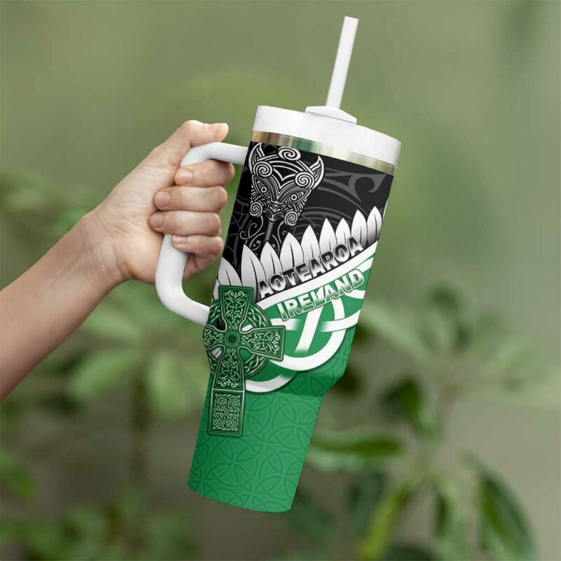 New Zealand And Ireland Rugby Custom Stanley Quencher 40oz Stainless Steel Tumbler With Handle - Threewoofs - Image 3