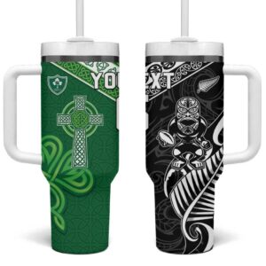 New Zealand And Ireland Rugby Custom Stanley Quencher 40oz Stainless Steel Tumbler With Handle - Threewoofs