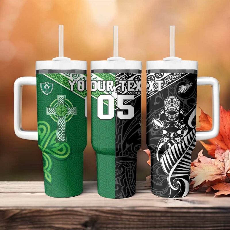 New Zealand And Ireland Rugby Custom Stanley Quencher 40oz Stainless Steel Tumbler With Handle - Threewoofs - Image 4