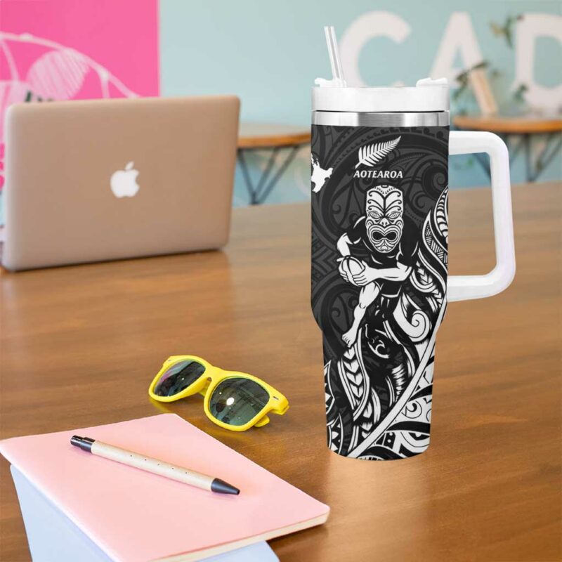 New Zealand and Scotland Rugby All Black Maori With Thistle Together Custom Stanley Quencher 40oz Stainless Steel Tumbler With Handle - Threewoofs - Image 5
