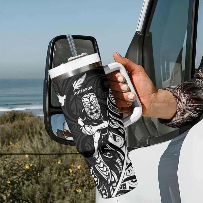 New Zealand and Scotland Rugby All Black Maori With Thistle Together Custom Stanley Quencher 40oz Stainless Steel Tumbler With Handle - Threewoofs - Image 7