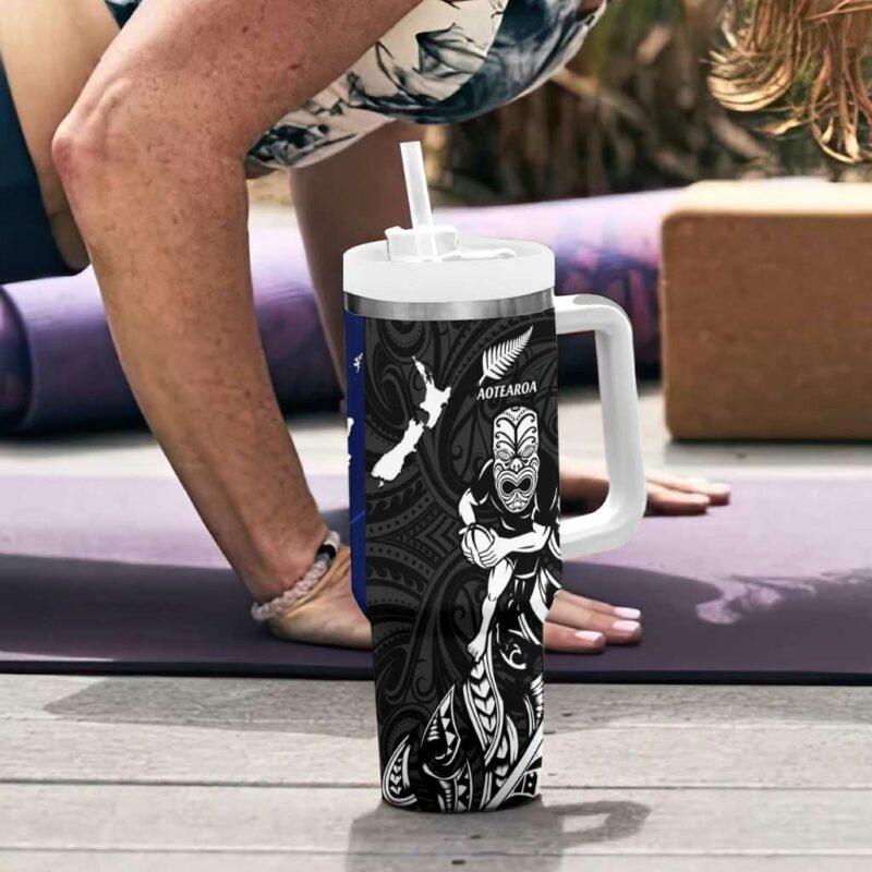 New Zealand and Scotland Rugby All Black Maori With Thistle Together Custom Stanley Quencher 40oz Stainless Steel Tumbler With Handle - Threewoofs - Image 6