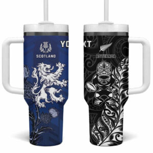 New Zealand And Scotland Rugby Custom Stanley Quencher 40oz Stainless Steel Tumbler With Handle - Threewoofs