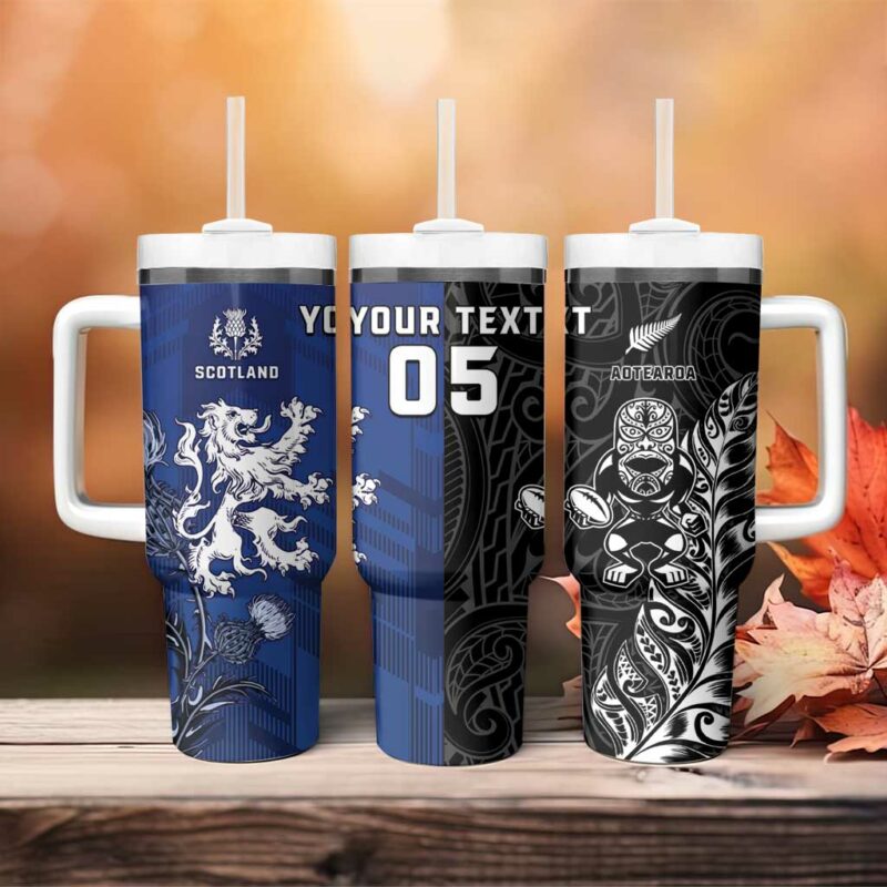 New Zealand And Scotland Rugby Custom Stanley Quencher 40oz Stainless Steel Tumbler With Handle - Threewoofs - Image 4