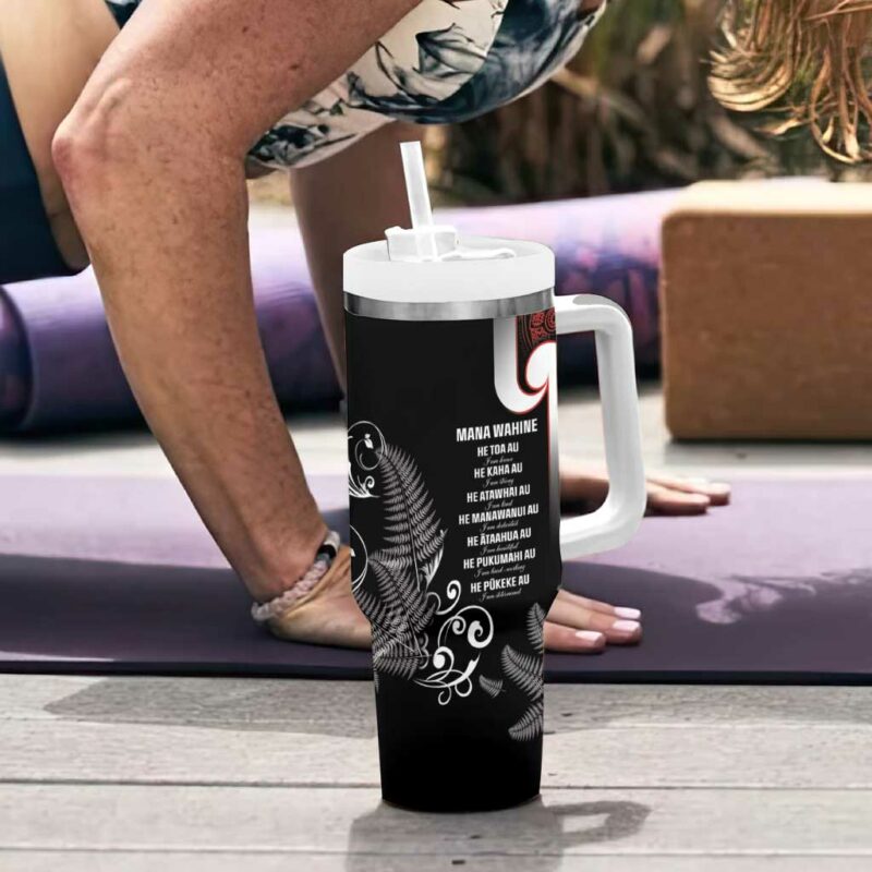New Zealand Aotearoa Mana Wahine Custom Stanley Quencher 40oz Stainless Steel Tumbler With Handle - Threewoofs - Image 6