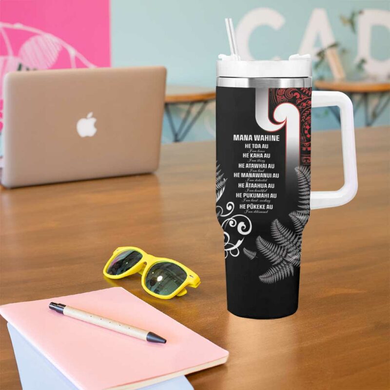 New Zealand Aotearoa Mana Wahine Custom Stanley Quencher 40oz Stainless Steel Tumbler With Handle - Threewoofs - Image 5