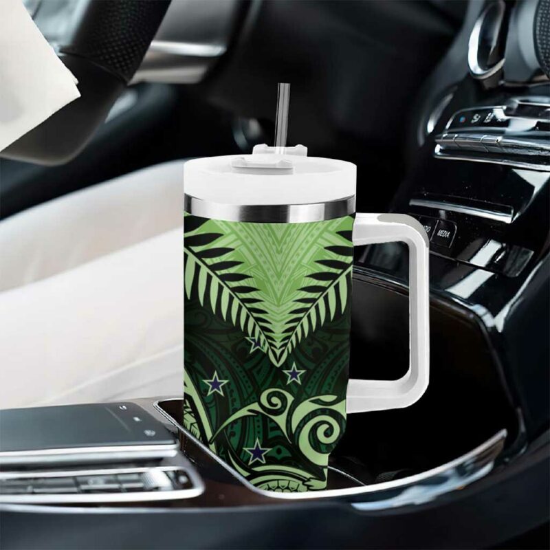 New Zealand Aotearoa Maori Kiwi Green Fern Custom Stanley Quencher 40oz Stainless Steel Tumbler With Handle - Threewoofs - Image 8