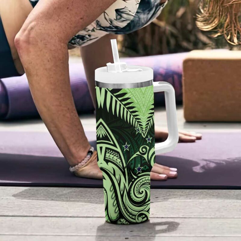 New Zealand Aotearoa Maori Kiwi Green Fern Custom Stanley Quencher 40oz Stainless Steel Tumbler With Handle - Threewoofs - Image 6