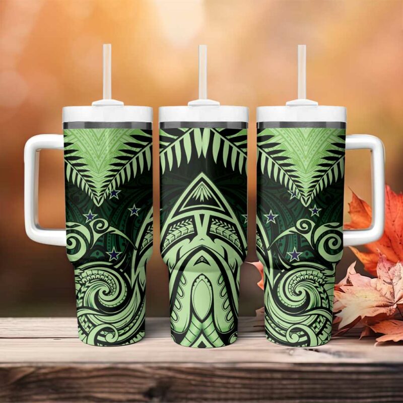 New Zealand Aotearoa Maori Kiwi Green Fern Custom Stanley Quencher 40oz Stainless Steel Tumbler With Handle - Threewoofs - Image 4
