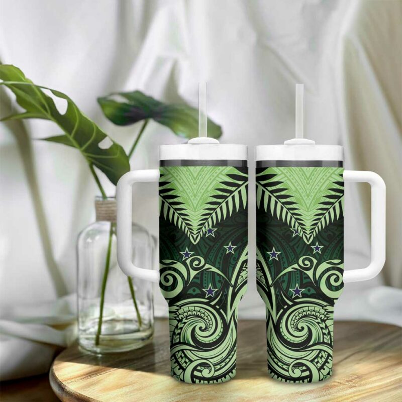 New Zealand Aotearoa Maori Kiwi Green Fern Custom Stanley Quencher 40oz Stainless Steel Tumbler With Handle - Threewoofs - Image 9