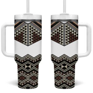 New Zealand Aotearoa Taniko Art Simple Custom Stanley Quencher 40oz Stainless Steel Tumbler With Handle - Threewoofs
