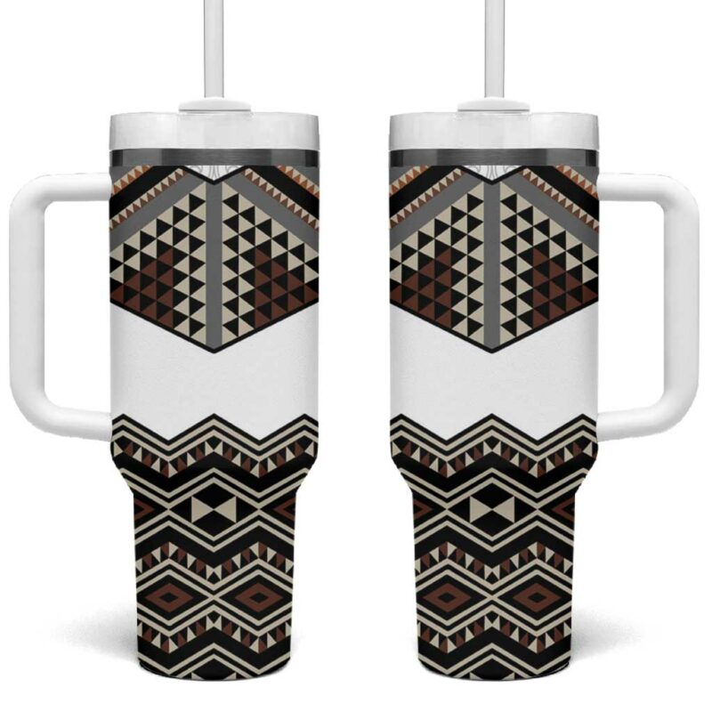 New Zealand Aotearoa Taniko Art Simple Custom Stanley Quencher 40oz Stainless Steel Tumbler With Handle - Threewoofs