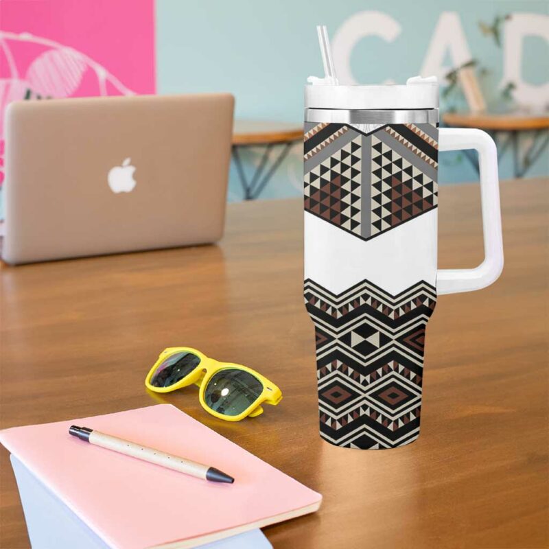 New Zealand Aotearoa Taniko Art Simple Custom Stanley Quencher 40oz Stainless Steel Tumbler With Handle - Threewoofs - Image 5