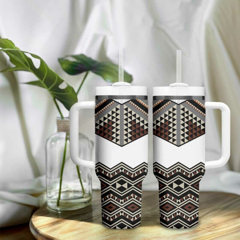 New Zealand Aotearoa Taniko Art Simple Custom Stanley Quencher 40oz Stainless Steel Tumbler With Handle - Threewoofs - Image 9