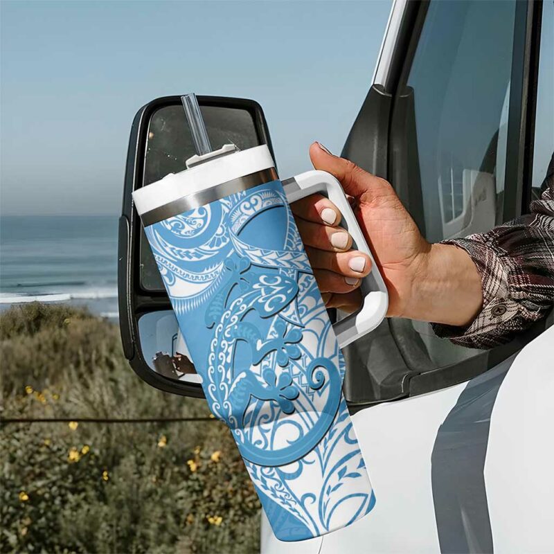 New Zealand Autism Awareness NZ Fern With Maori Koru Lizard Custom Stanley Quencher 40oz Stainless Steel Tumbler With Handle - Threewoofs - Image 7