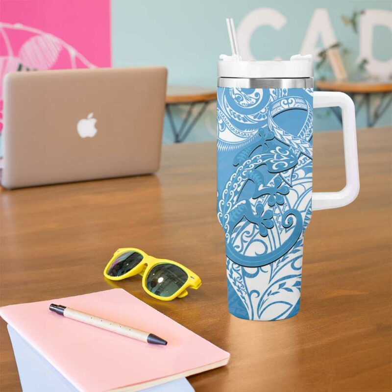 New Zealand Autism Awareness NZ Fern With Maori Koru Lizard Custom Stanley Quencher 40oz Stainless Steel Tumbler With Handle - Threewoofs - Image 5