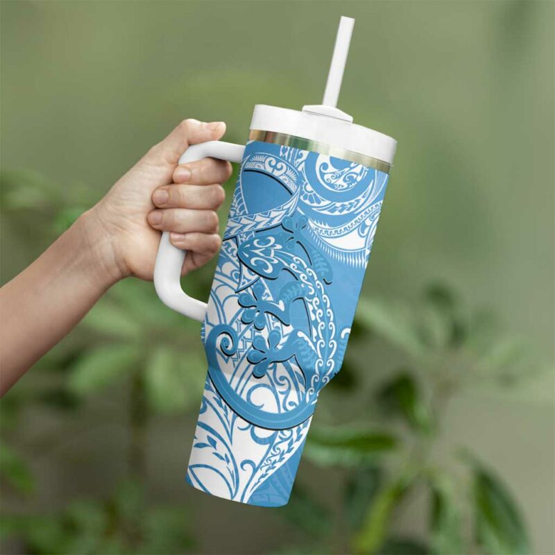 New Zealand Autism Awareness NZ Fern With Maori Koru Lizard Custom Stanley Quencher 40oz Stainless Steel Tumbler With Handle - Threewoofs - Image 3