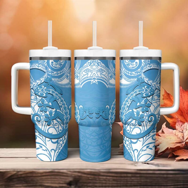 New Zealand Autism Awareness NZ Fern With Maori Koru Lizard Custom Stanley Quencher 40oz Stainless Steel Tumbler With Handle - Threewoofs - Image 4