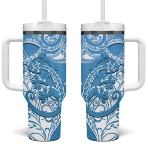New Zealand Autism Awareness NZ Fern With Maori Koru Lizard Custom Stanley Quencher 40oz Stainless Steel Tumbler With Handle - Threewoofs