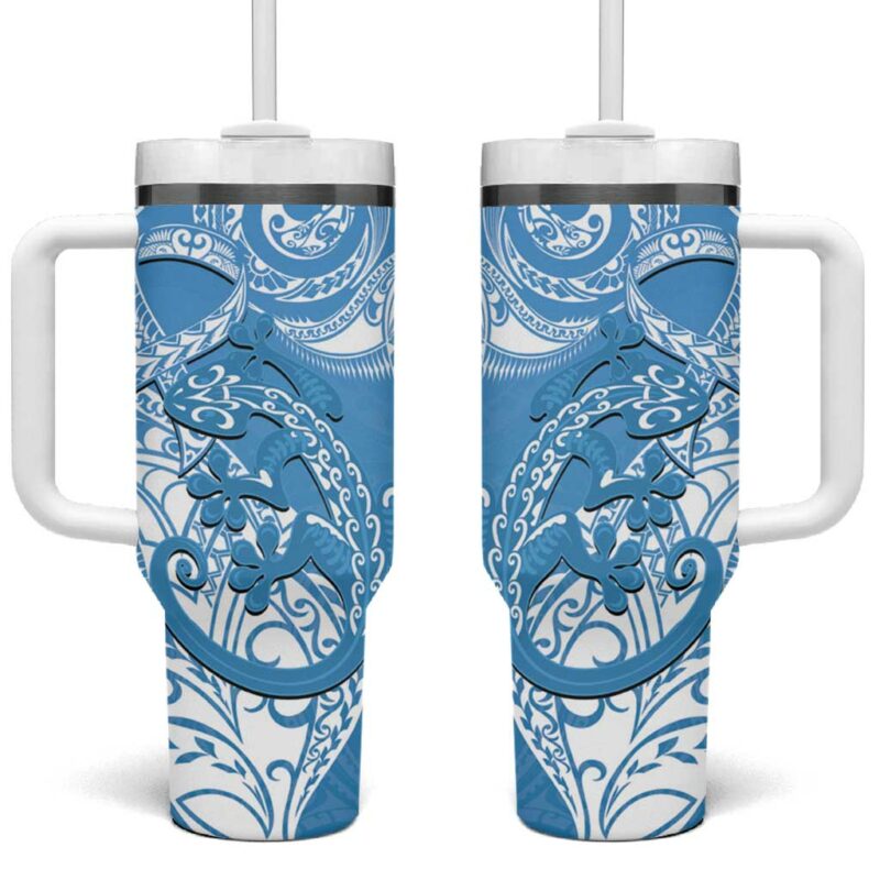 New Zealand Autism Awareness NZ Fern With Maori Koru Lizard Custom Stanley Quencher 40oz Stainless Steel Tumbler With Handle - Threewoofs