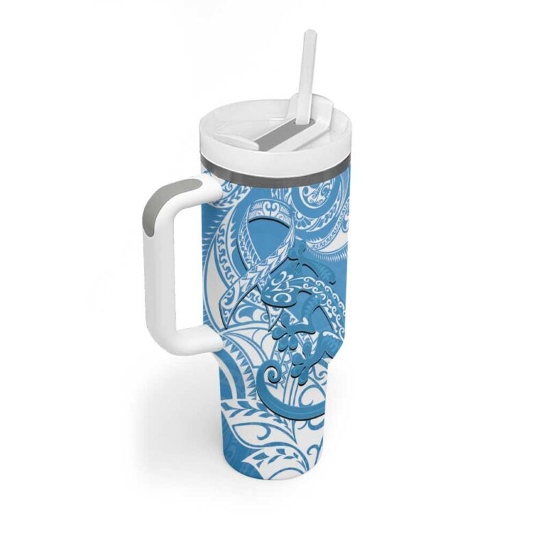 New Zealand Autism Awareness NZ Fern With Maori Koru Lizard Custom Stanley Quencher 40oz Stainless Steel Tumbler With Handle - Threewoofs - Image 2