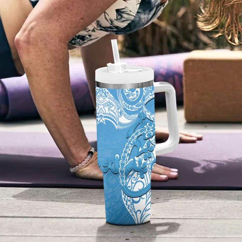 New Zealand Autism Awareness NZ Fern With Maori Koru Lizard Custom Stanley Quencher 40oz Stainless Steel Tumbler With Handle - Threewoofs - Image 6