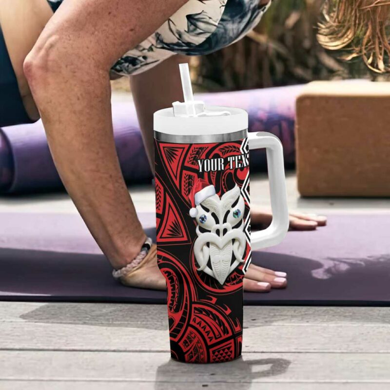 New Zealand Christmas Meri Kirihimete Maori Wheku Taniko Art Custom Stanley Quencher 40oz Stainless Steel Tumbler With Handle - Threewoofs - Image 6